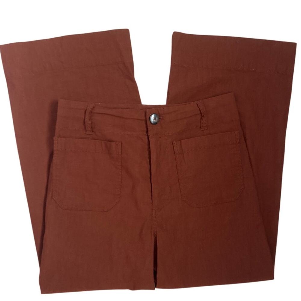 Anthropologie Maeve Colette High-Rise Wide-Leg Pants Magic Fabric Brown Size 29 - Picture 8 of 10